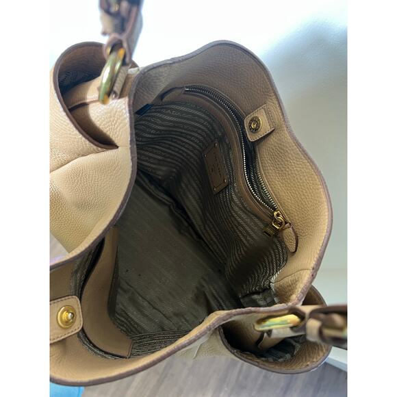 Prada Tan Vitello Daino Leather Shoulder Tote Bag - Picture 4 of 6